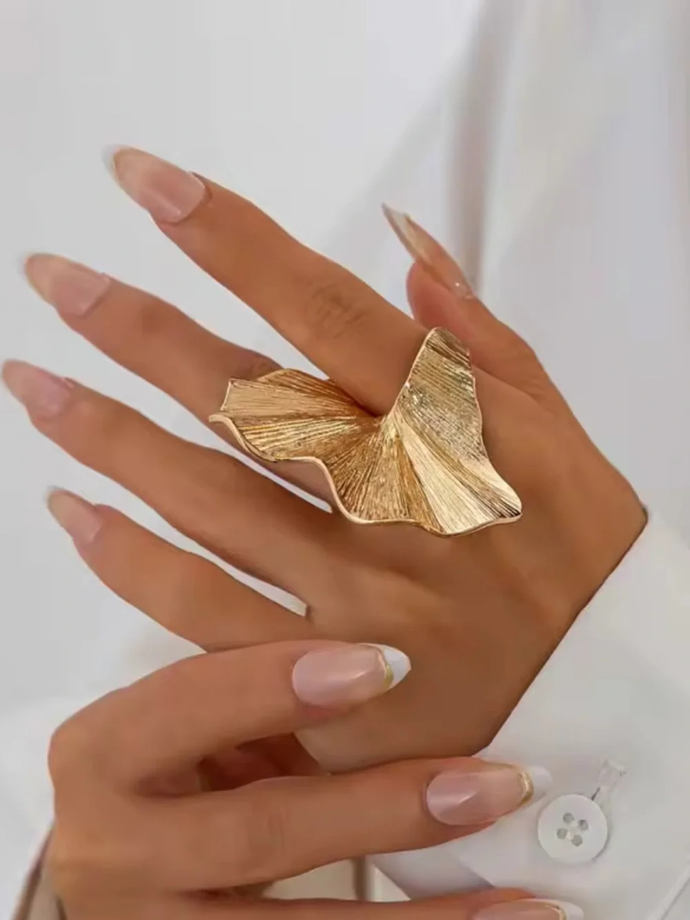 REVOLVE Sculpted Gold Leaf Statement Ring